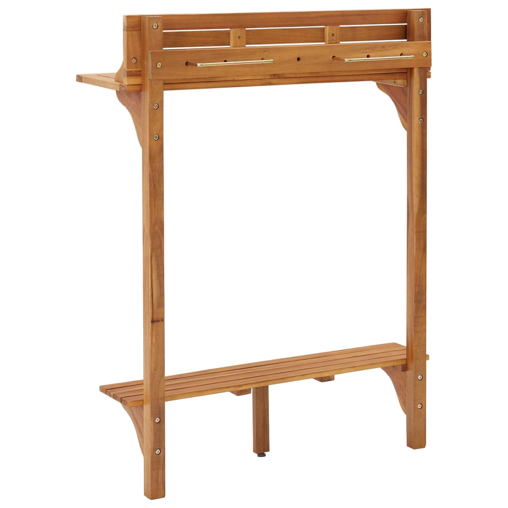 vidaXL Barowy stolik balkonowy, 90x37x122,5 cm, lite drewno akacjowe