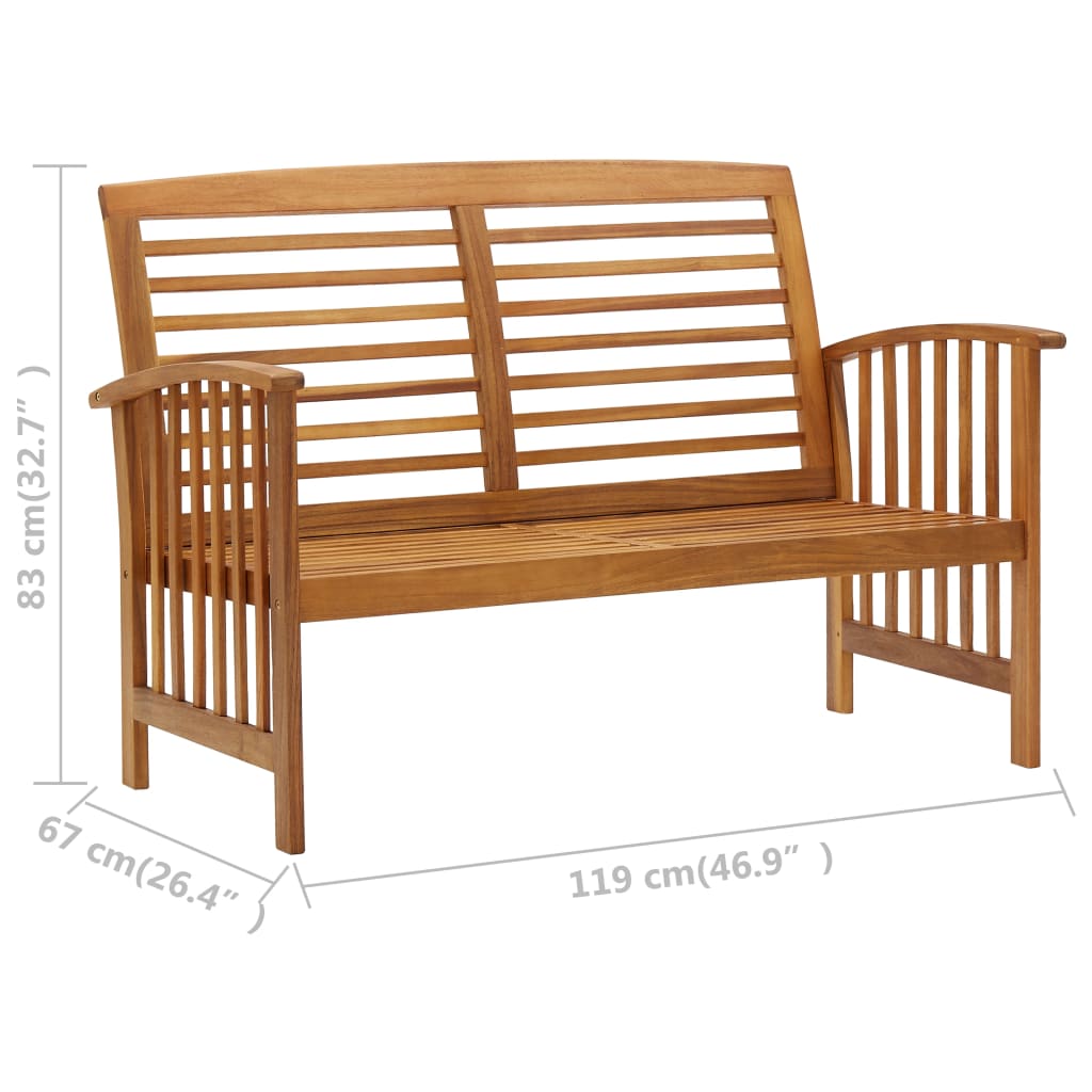 vidaXL Ławka ogrodowa, 119 cm, lite drewno akacjowe