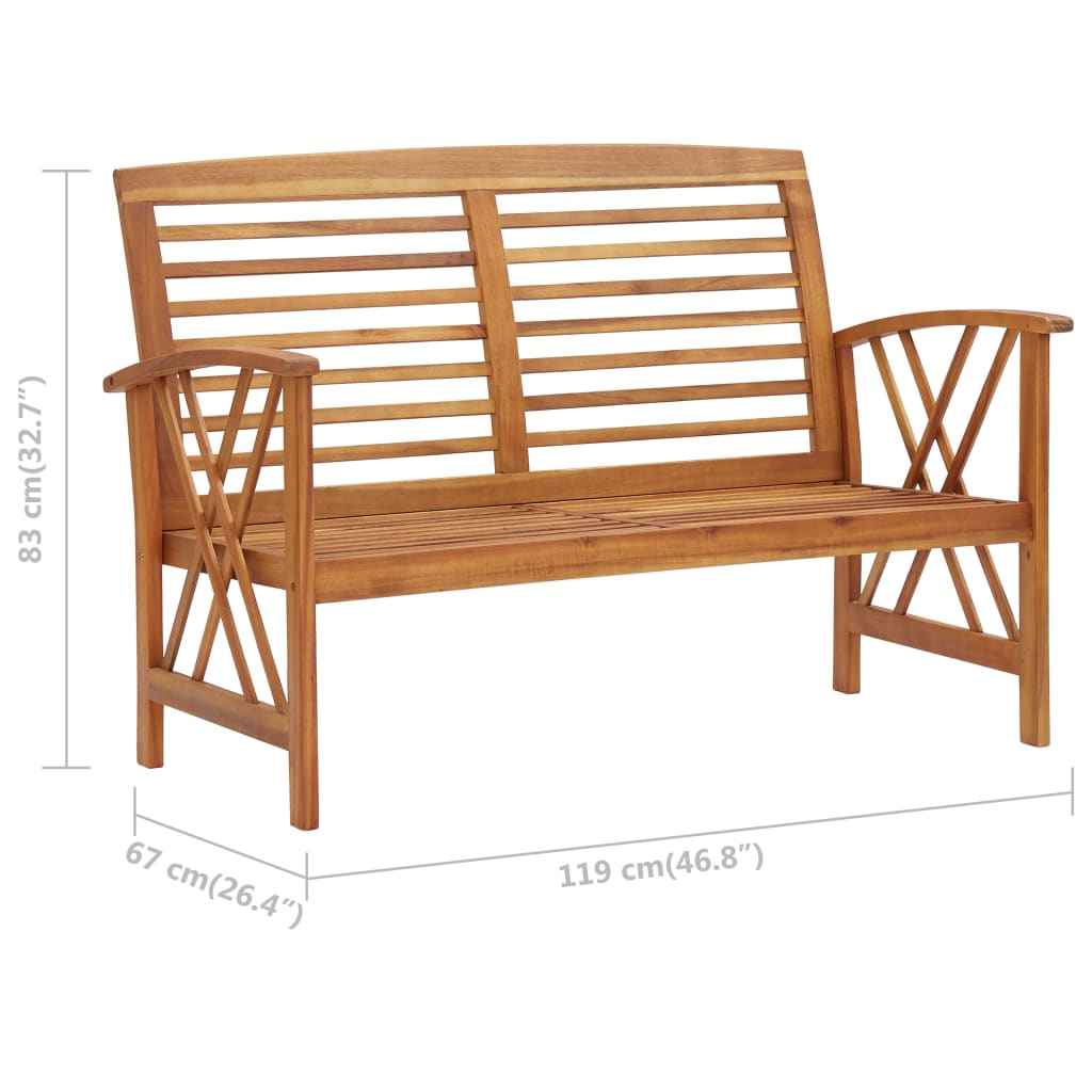 vidaXL Ławka ogrodowa, 119 cm, lite drewno akacjowe