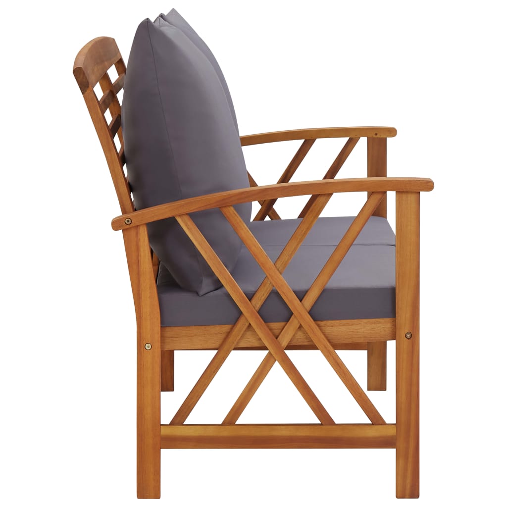 vidaXL Ławka ogrodowa z poduszkami, 119 cm, lite drewno akacjowe