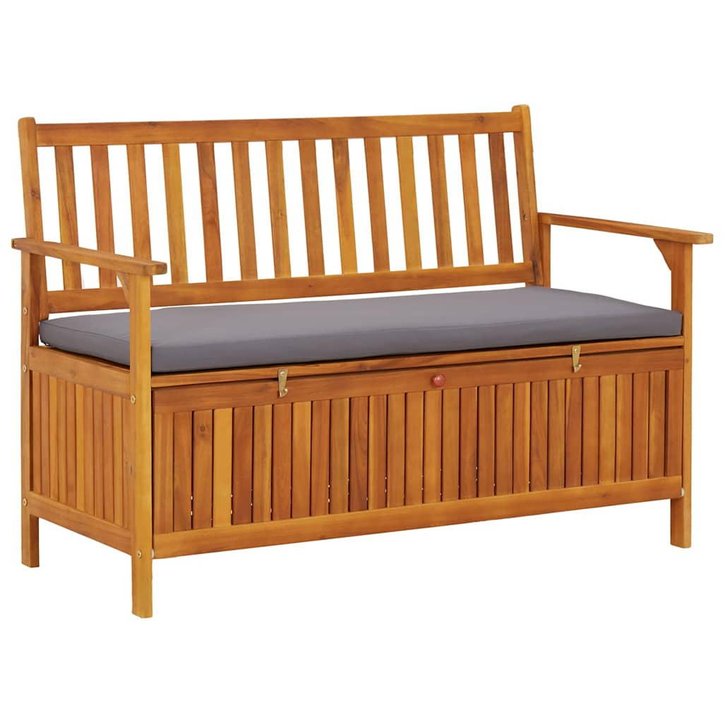vidaXL Ławka ogrodowa ze schowkiem, 120 cm, lite drewno akacjowe