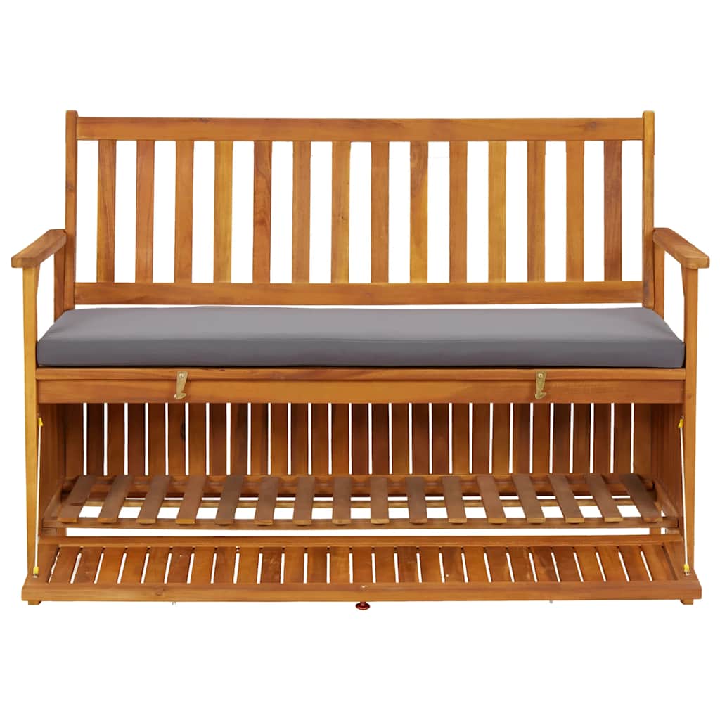 vidaXL Ławka ogrodowa ze schowkiem, 120 cm, lite drewno akacjowe