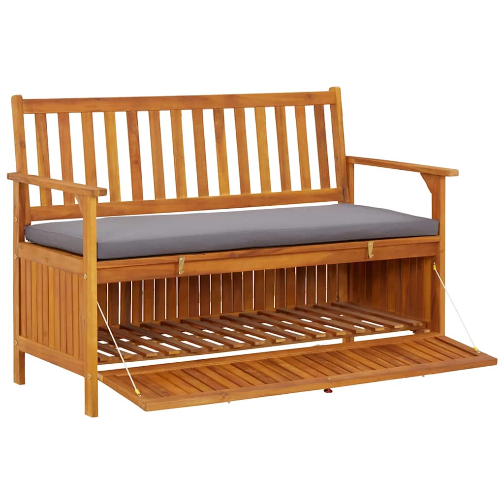 vidaXL Ławka ogrodowa ze schowkiem, 120 cm, lite drewno akacjowe