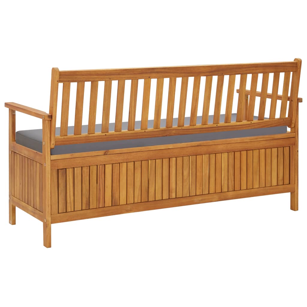 vidaXL Ławka ogrodowa ze schowkiem i poduszką, 148 cm, drewno akacjowe