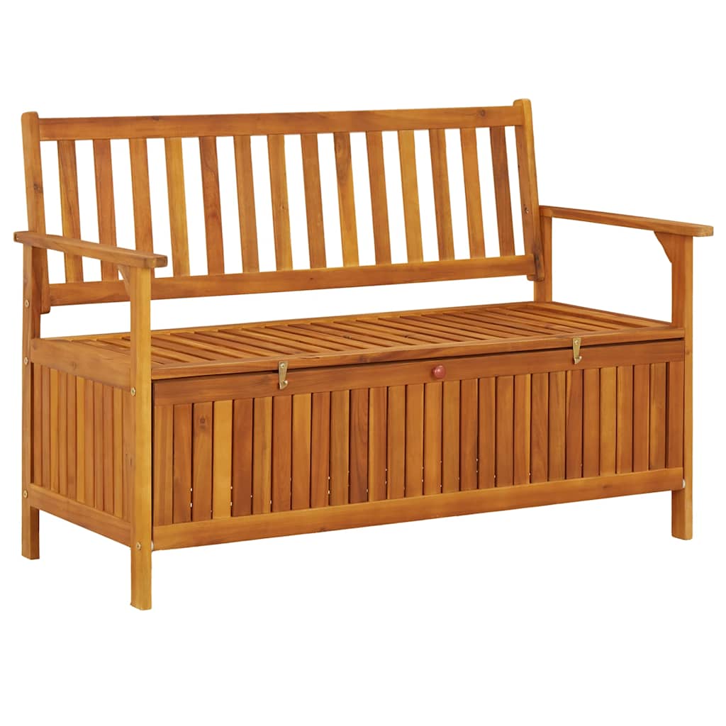 vidaXL Ławka ogrodowa ze schowkiem, 120 cm, lite drewno akacjowe