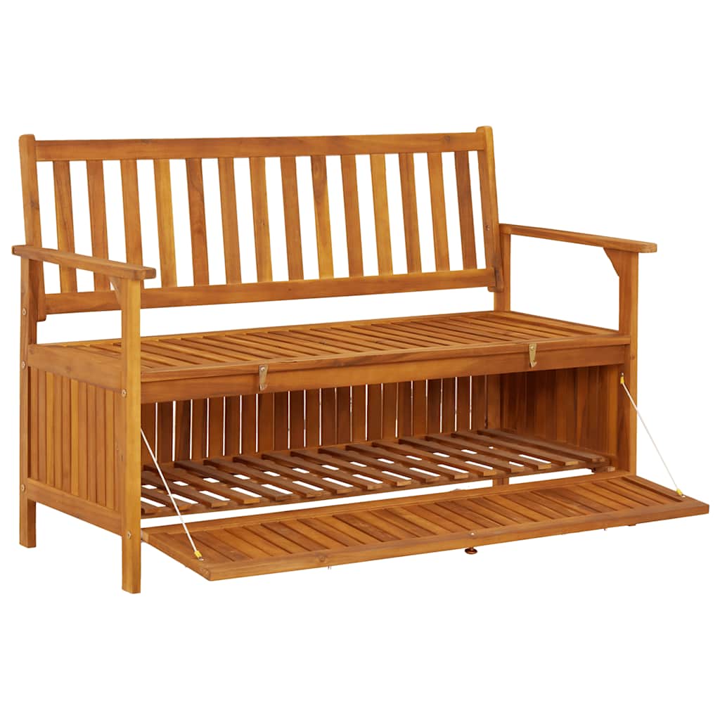 vidaXL Ławka ogrodowa ze schowkiem, 120 cm, lite drewno akacjowe
