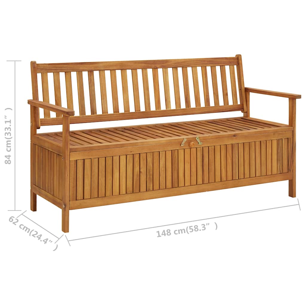vidaXL Ławka ogrodowa ze schowkiem, 148 cm, lite drewno akacjowe