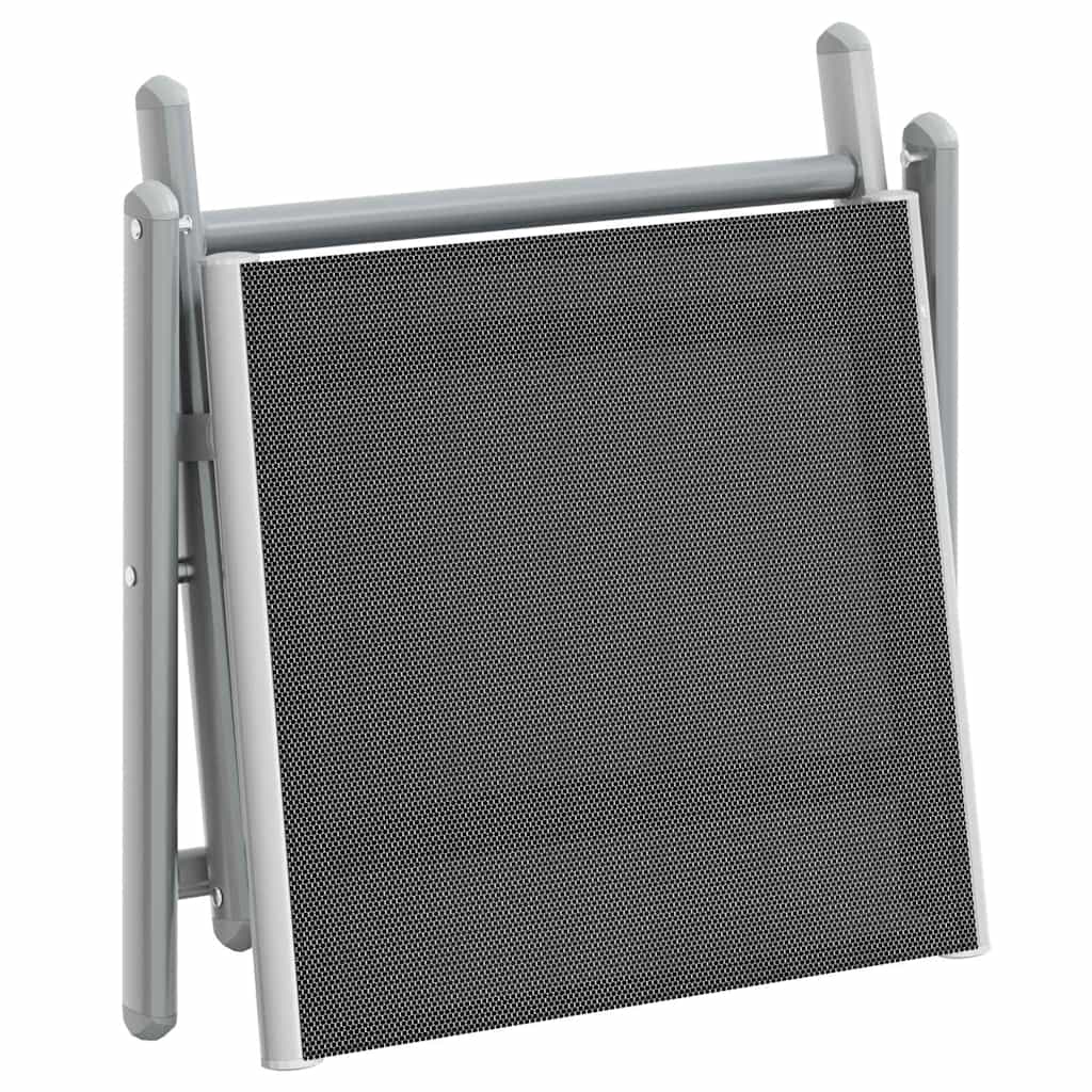 vidaXL Składany podnóżek, czarno-srebrny, textilene i aluminium