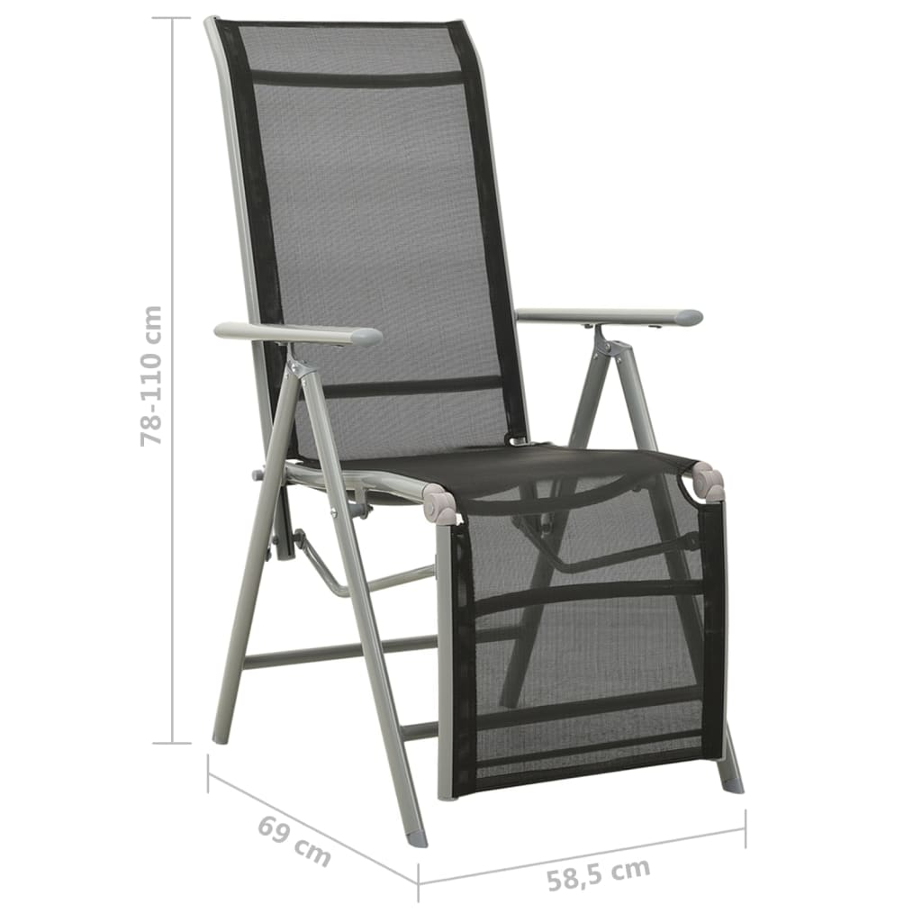 vidaXL Rozkładane krzesła ogrodowe, 2 szt., textilene i aluminium