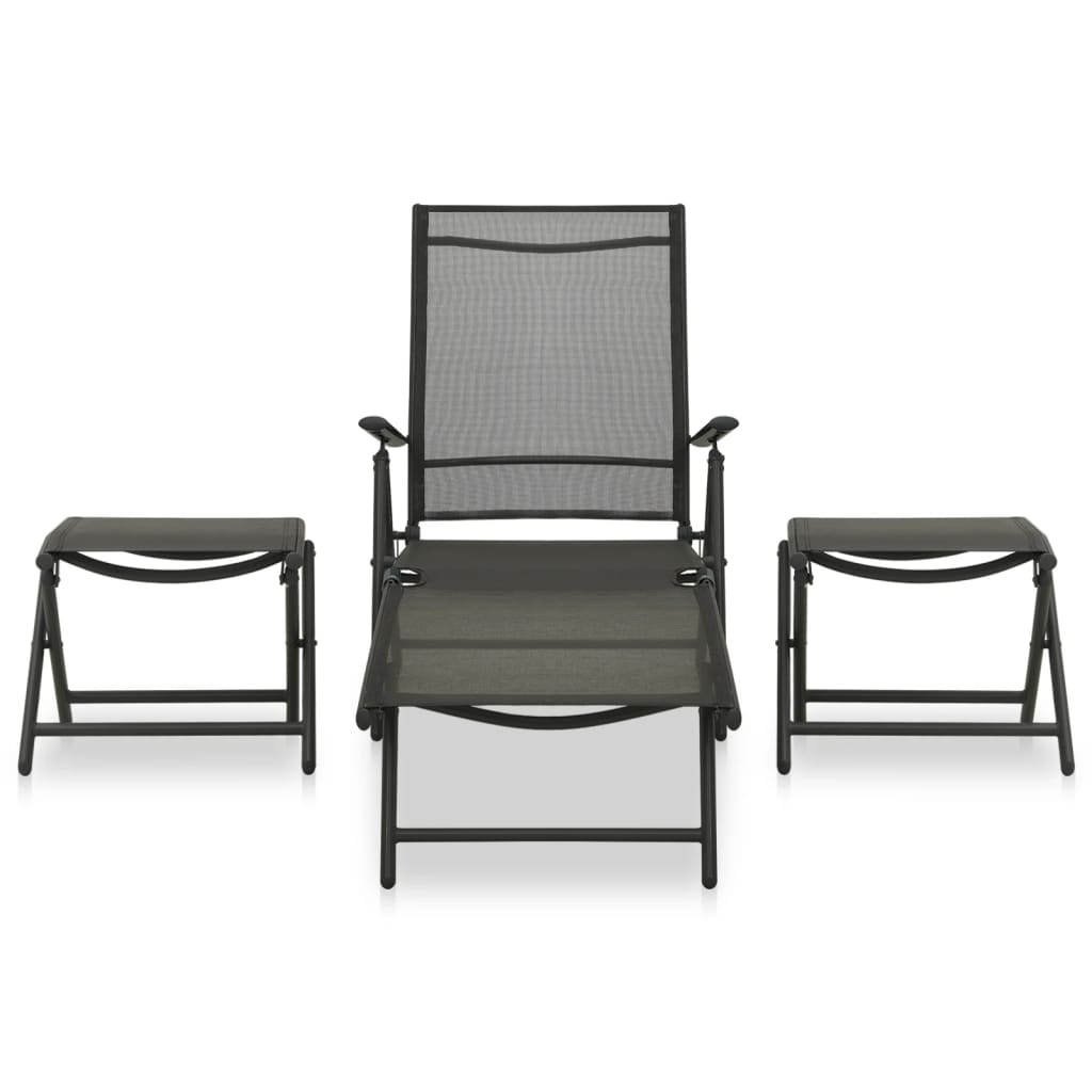 vidaXL 3-cz. zestaw mebli do ogrodu, textilene, aluminium, czarny