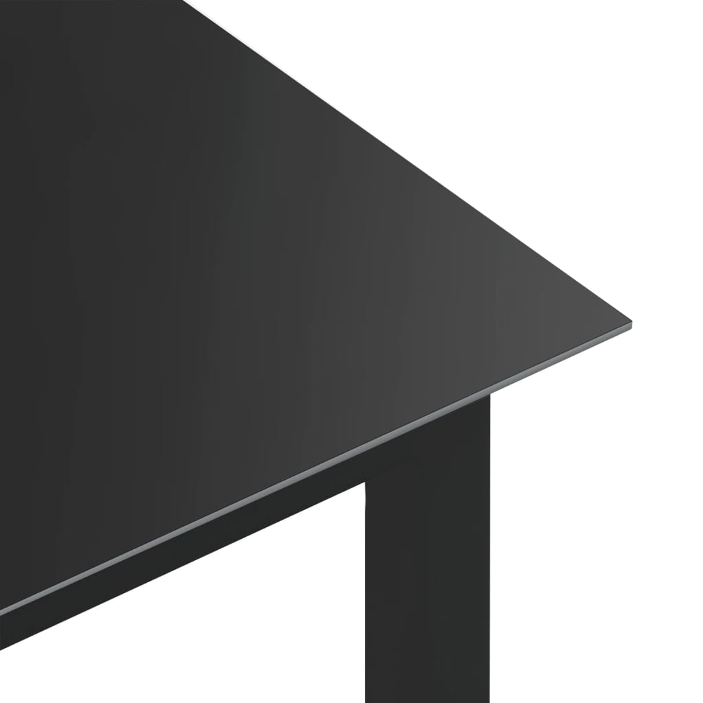vidaXL Stół ogrodowy, czarny, 150x90x74 cm, aluminium i szkło