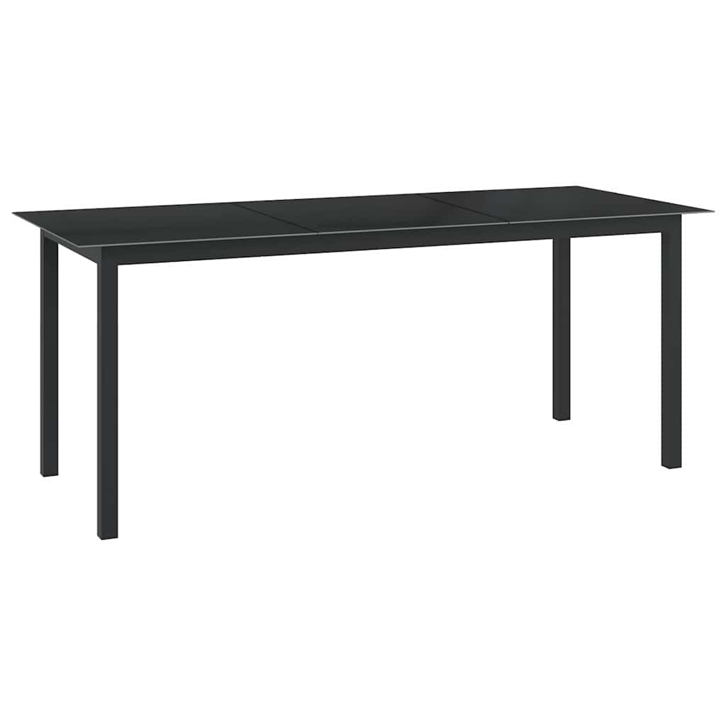 vidaXL Stół ogrodowy, czarny, 190x90x74 cm, aluminium i szkło