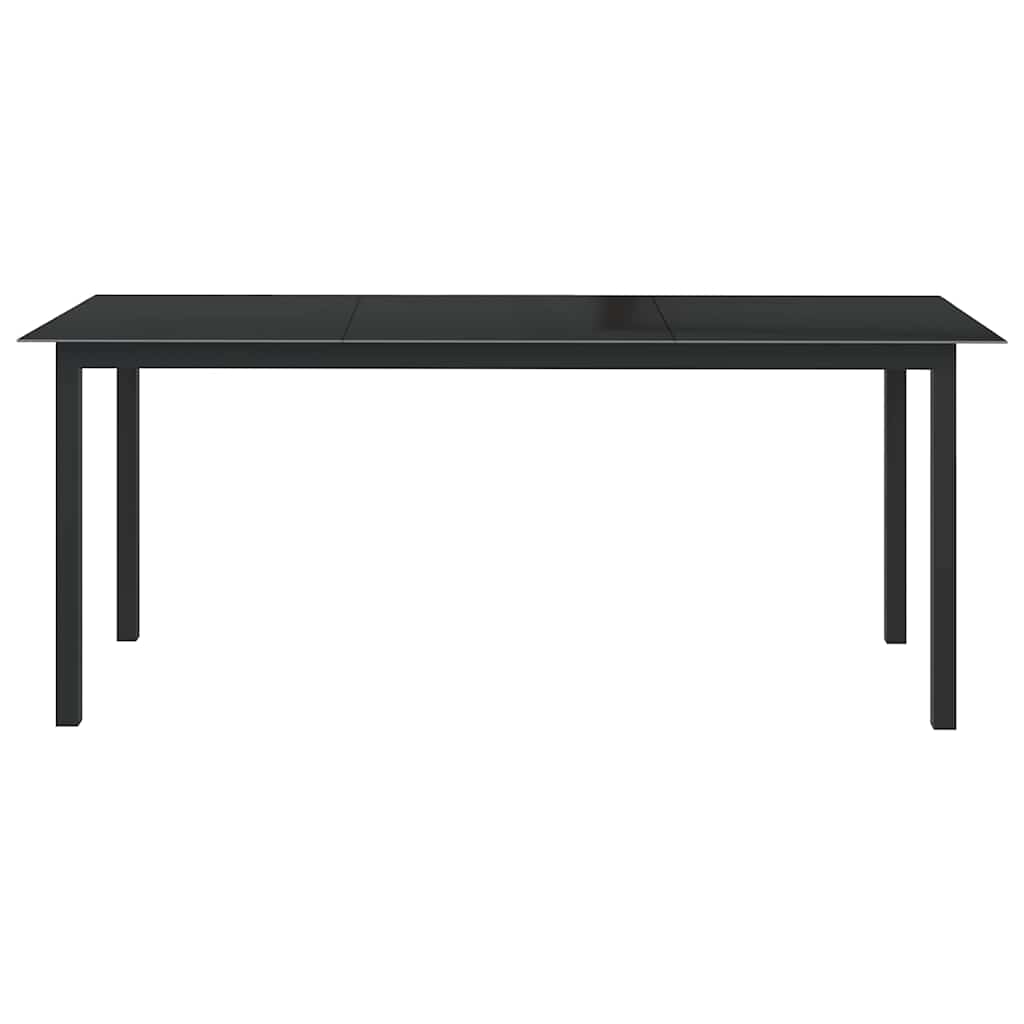 vidaXL Stół ogrodowy, czarny, 190x90x74 cm, aluminium i szkło