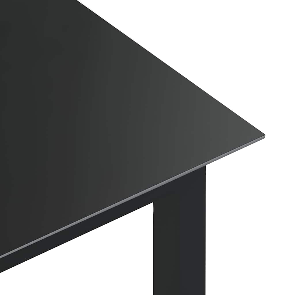 vidaXL Stół ogrodowy, czarny, 190x90x74 cm, aluminium i szkło