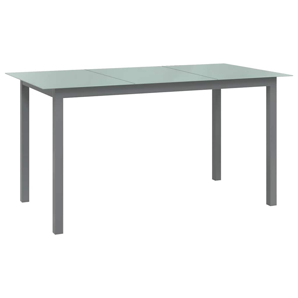 vidaXL Stół ogrodowy, jasnoszary, 150x90x74 cm, aluminium i szkło