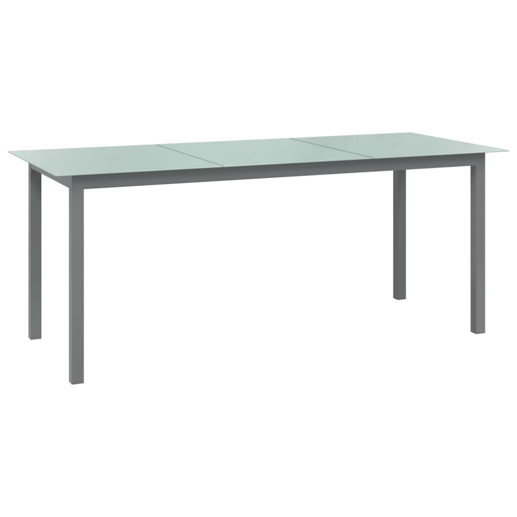 vidaXL Stół ogrodowy, jasnoszary, 190x90x74 cm, aluminium i szkło