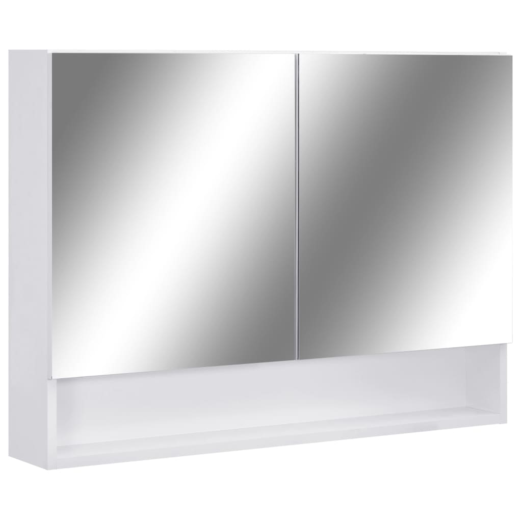 vidaXL Szafka łazienkowa z lustrem i LED, biała, 80x15x60 cm, MDF