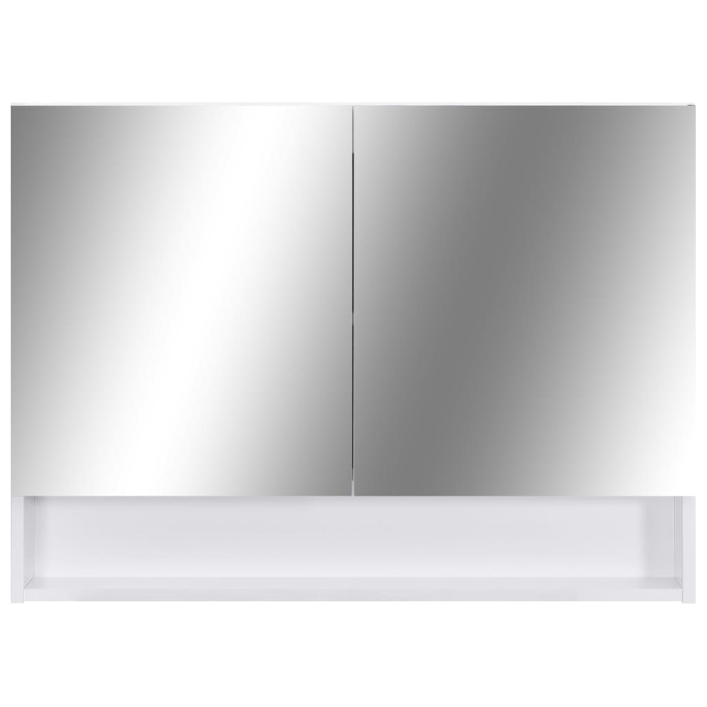 vidaXL Szafka łazienkowa z lustrem i LED, biała, 80x15x60 cm, MDF
