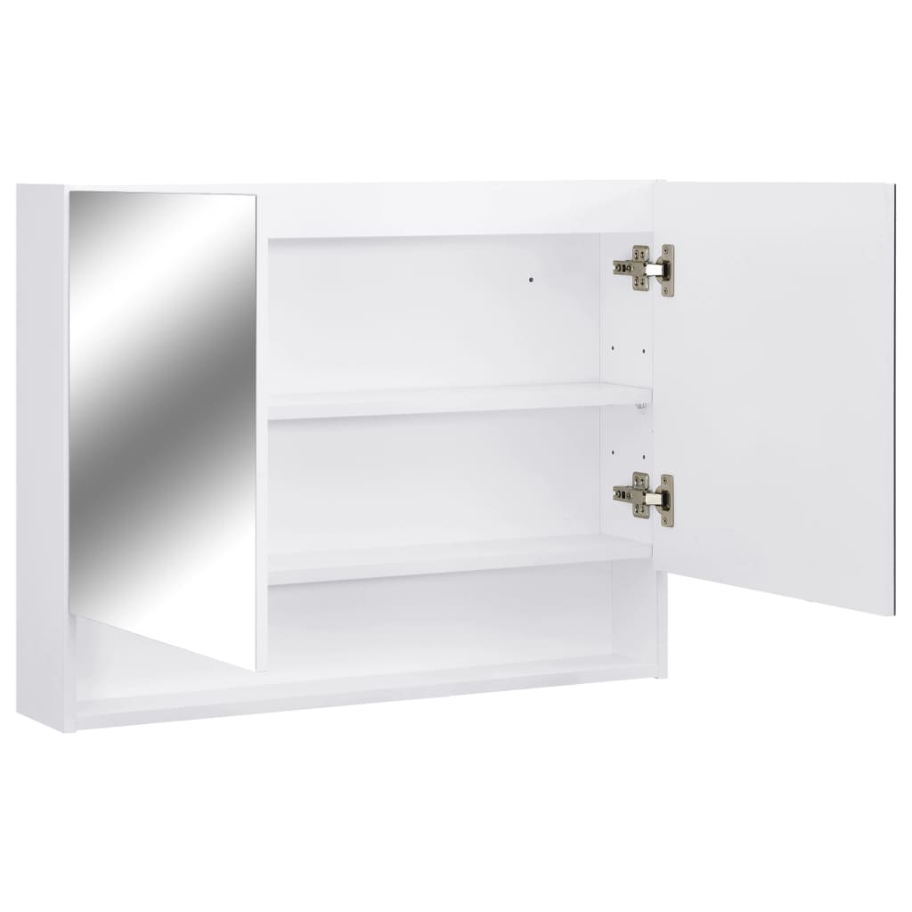 vidaXL Szafka łazienkowa z lustrem i LED, biała, 80x15x60 cm, MDF