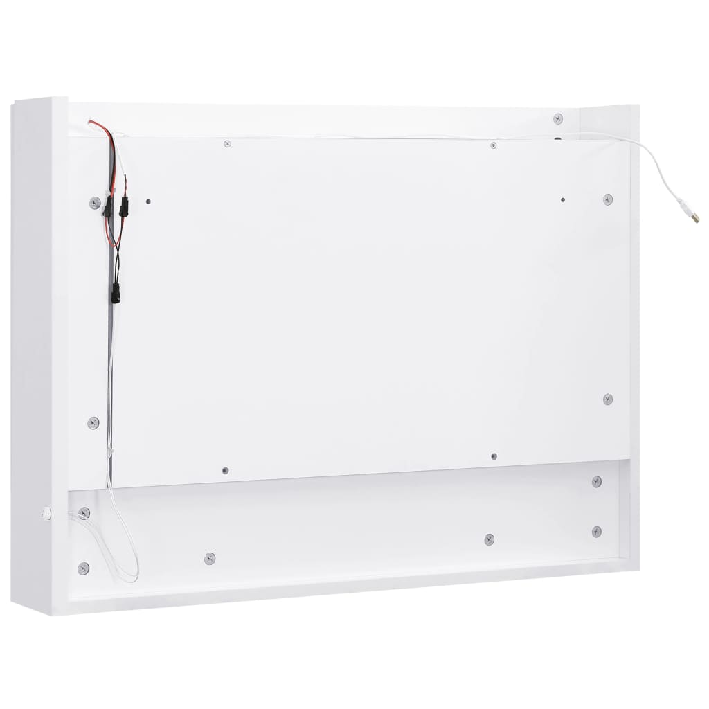 vidaXL Szafka łazienkowa z lustrem i LED, biała, 80x15x60 cm, MDF
