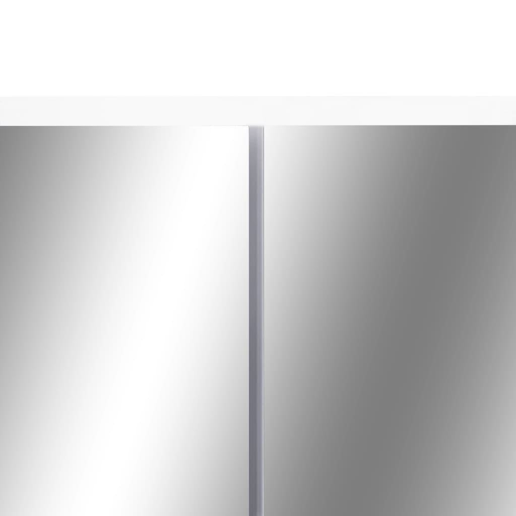 vidaXL Szafka łazienkowa z lustrem i LED, biała, 80x15x60 cm, MDF