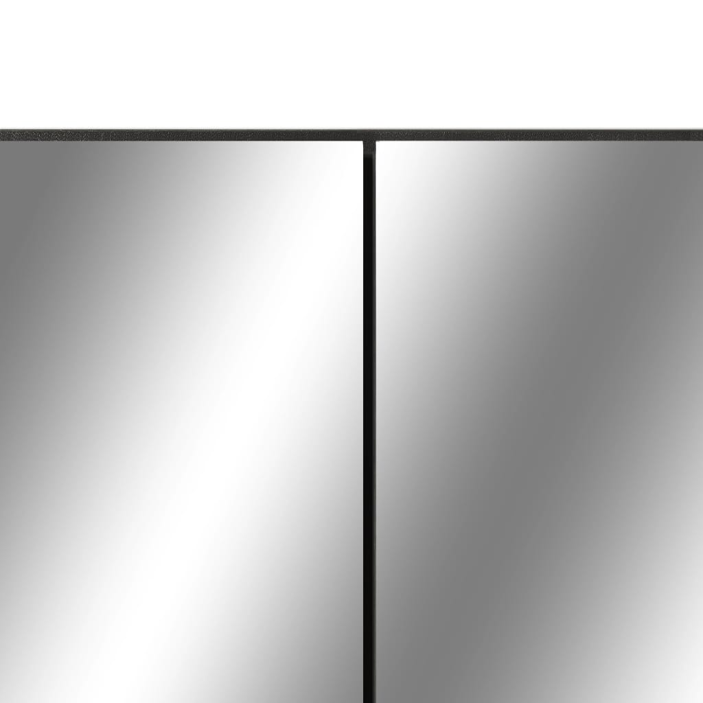 vidaXL Szafka łazienkowa z lustrem i LED, czarna, 80x15x60 cm, MDF