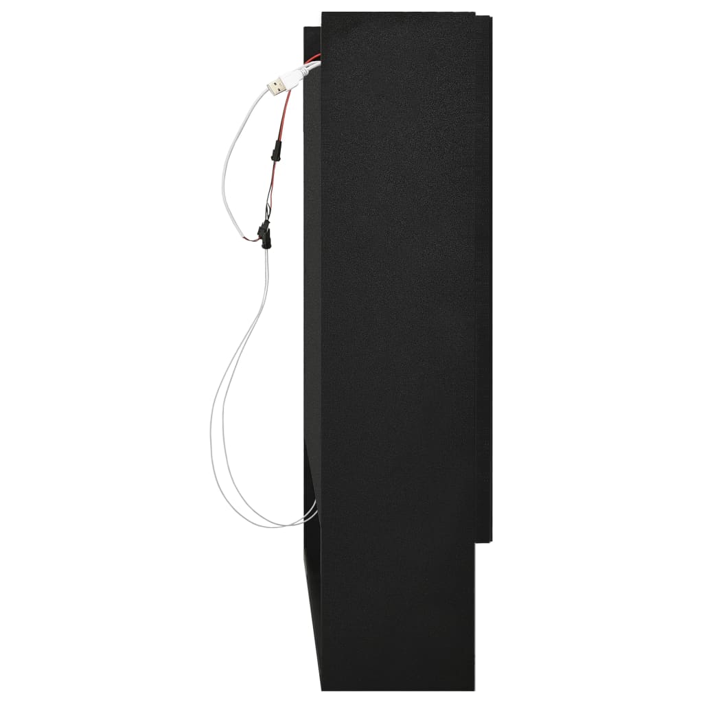 vidaXL Szafka łazienkowa z lustrem i LED, czarna, 80x15x60 cm, MDF