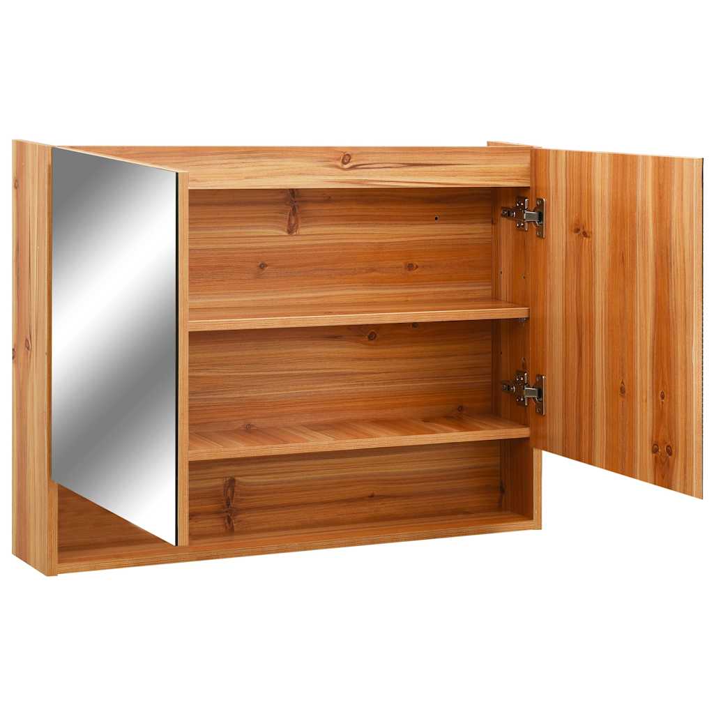 vidaXL Szafka łazienkowa z lustrem i LED, kolor dębowy 80x15x60 cm MDF