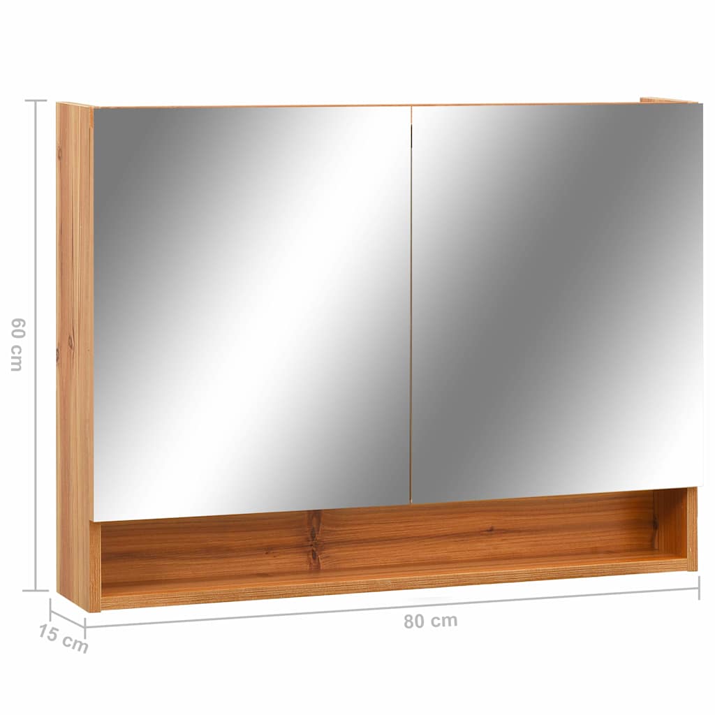 vidaXL Szafka łazienkowa z lustrem i LED, kolor dębowy 80x15x60 cm MDF