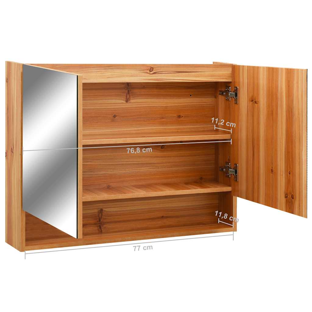 vidaXL Szafka łazienkowa z lustrem i LED, kolor dębowy 80x15x60 cm MDF