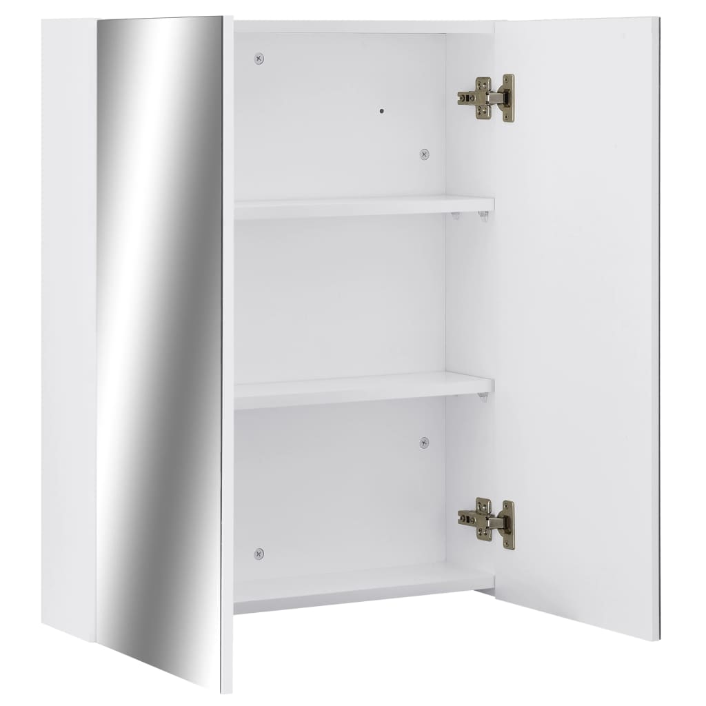 vidaXL Szafka łazienkowa z lustrem, biała, 60x15x75 cm, MDF