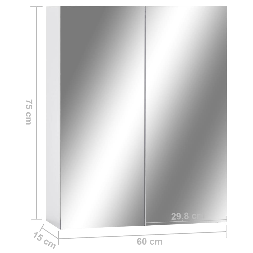 vidaXL Szafka łazienkowa z lustrem, biała, 60x15x75 cm, MDF