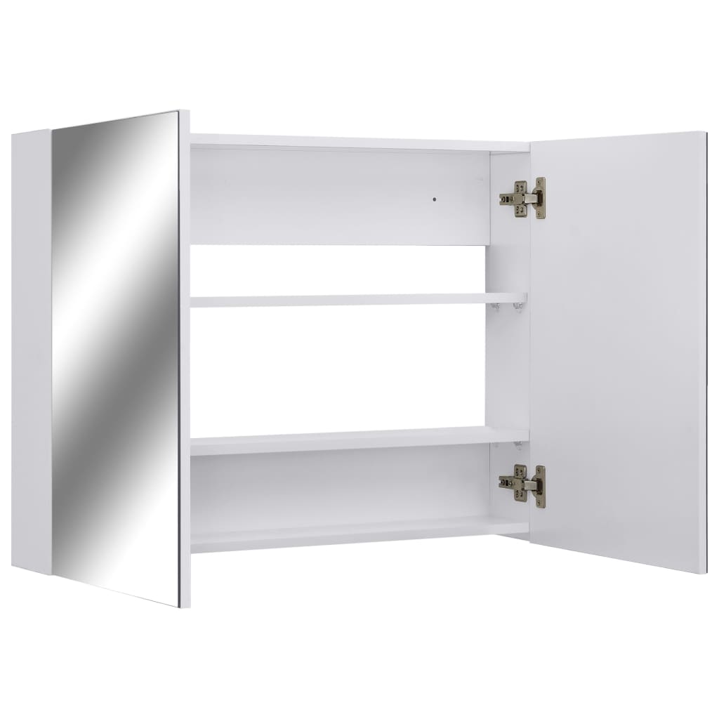 vidaXL Szafka łazienkowa z lustrem, biała, 80x15x60 cm, MDF
