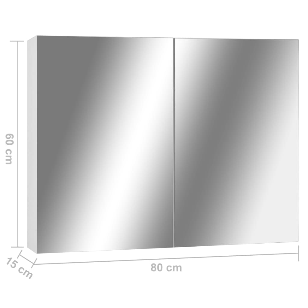vidaXL Szafka łazienkowa z lustrem, biała, 80x15x60 cm, MDF