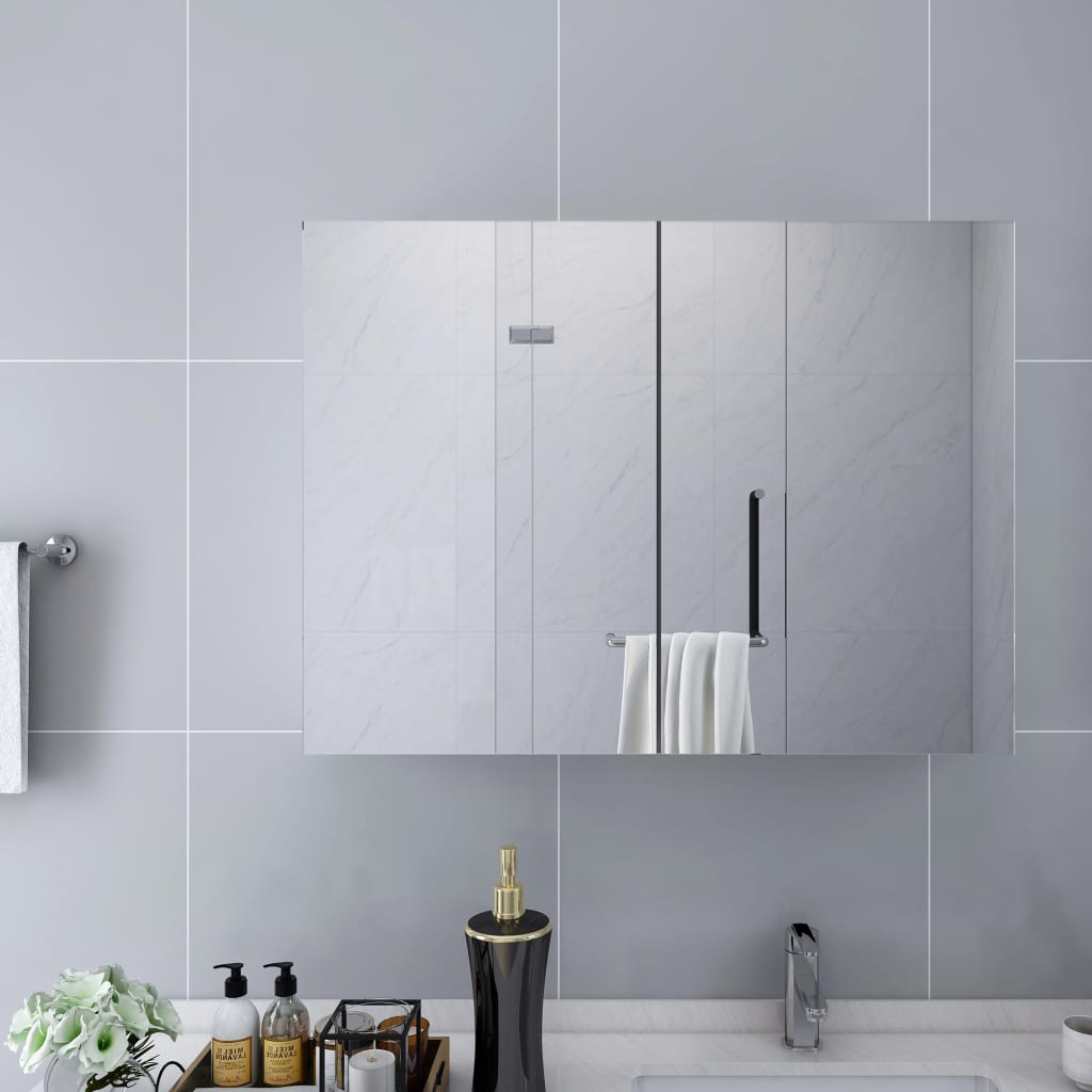 vidaXL Szafka łazienkowa z lustrem, biała, 80x15x60 cm, MDF