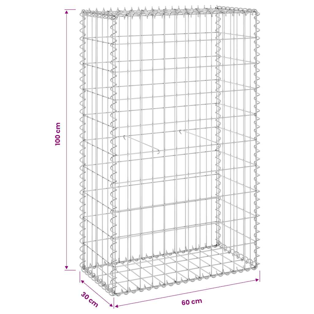 vidaXL Ściana gabionowa z pokrywami, galwanizowana stal, 60x30x100 cm