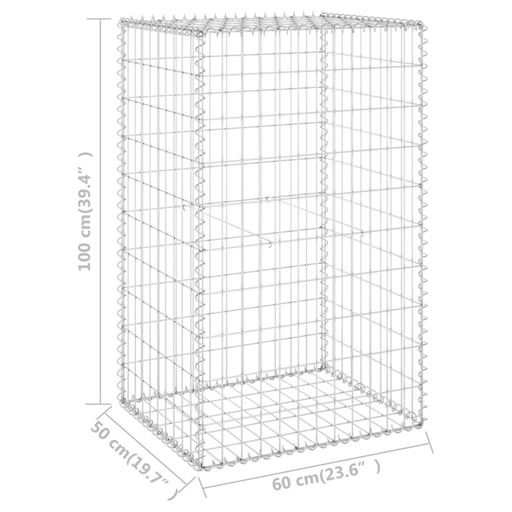 vidaXL Ściana gabionowa z pokrywami, galwanizowana stal, 60x50x100 cm