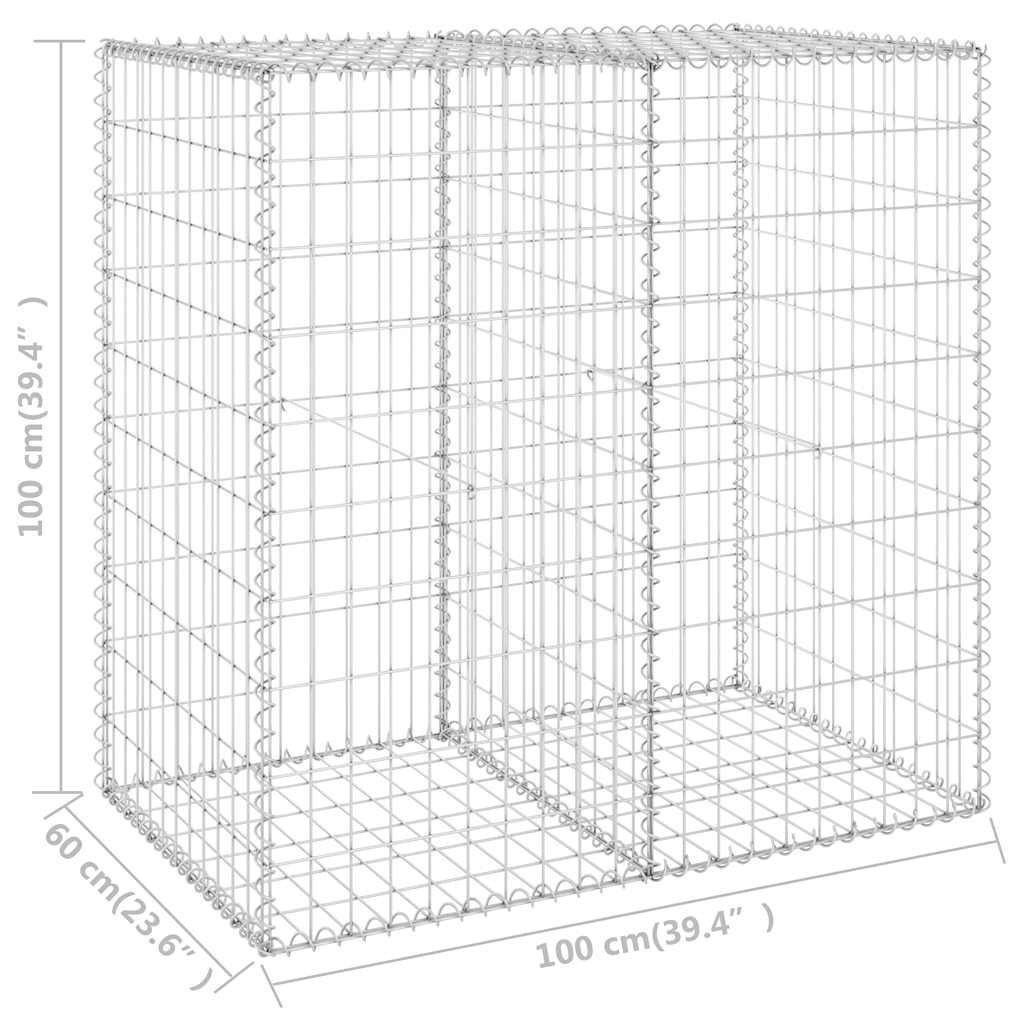 vidaXL Ściana gabionowa z pokrywami, galwanizowana stal, 100x60x100 cm