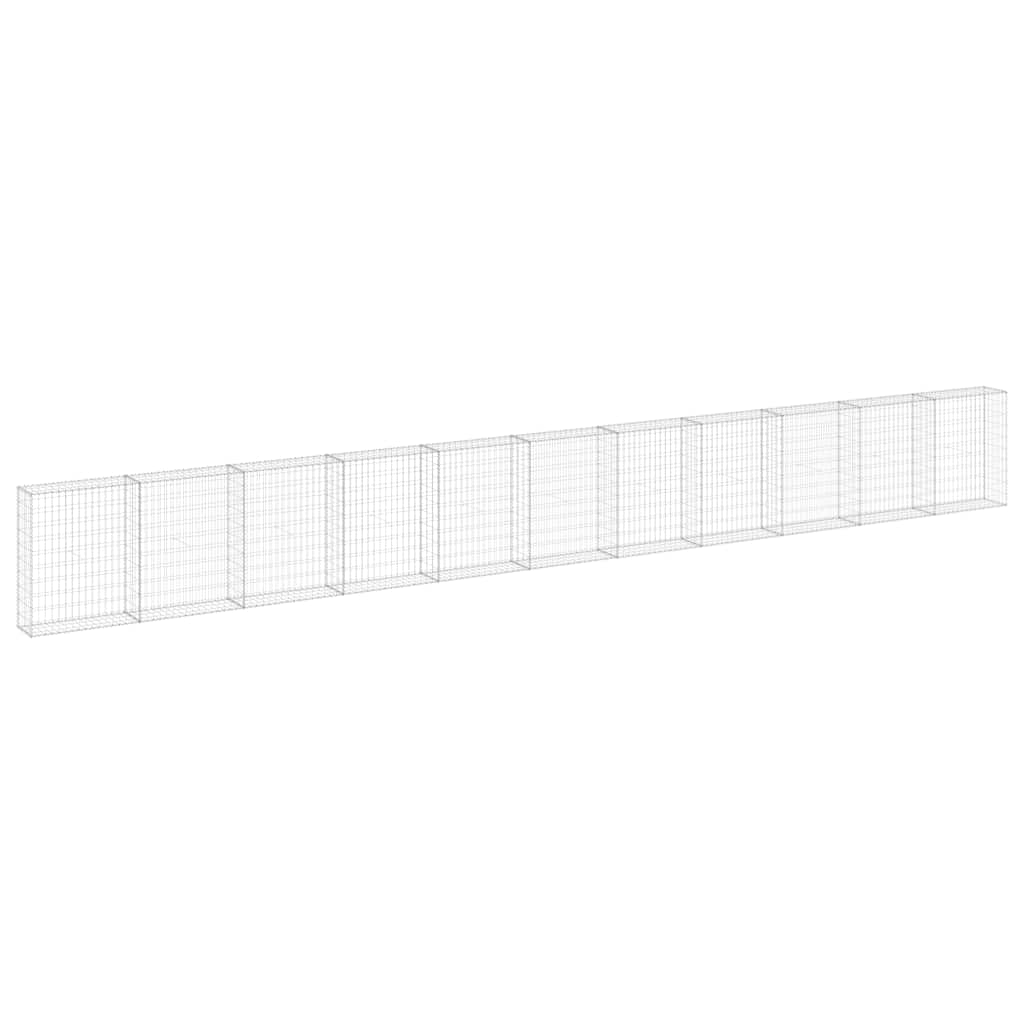 vidaXL Mur gabionowy z pokrywami, galwanizowana stal, 900x30x100 cm