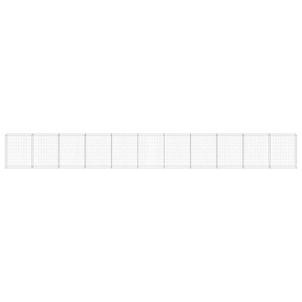 vidaXL Mur gabionowy z pokrywami, galwanizowana stal, 900x30x100 cm