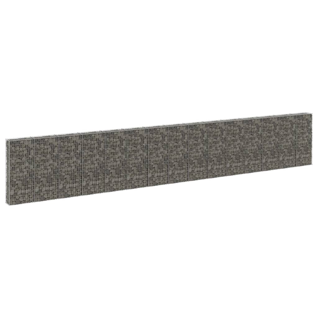 vidaXL Ściana gabionowa z pokrywami, galwanizowana stal, 900x30x150 cm