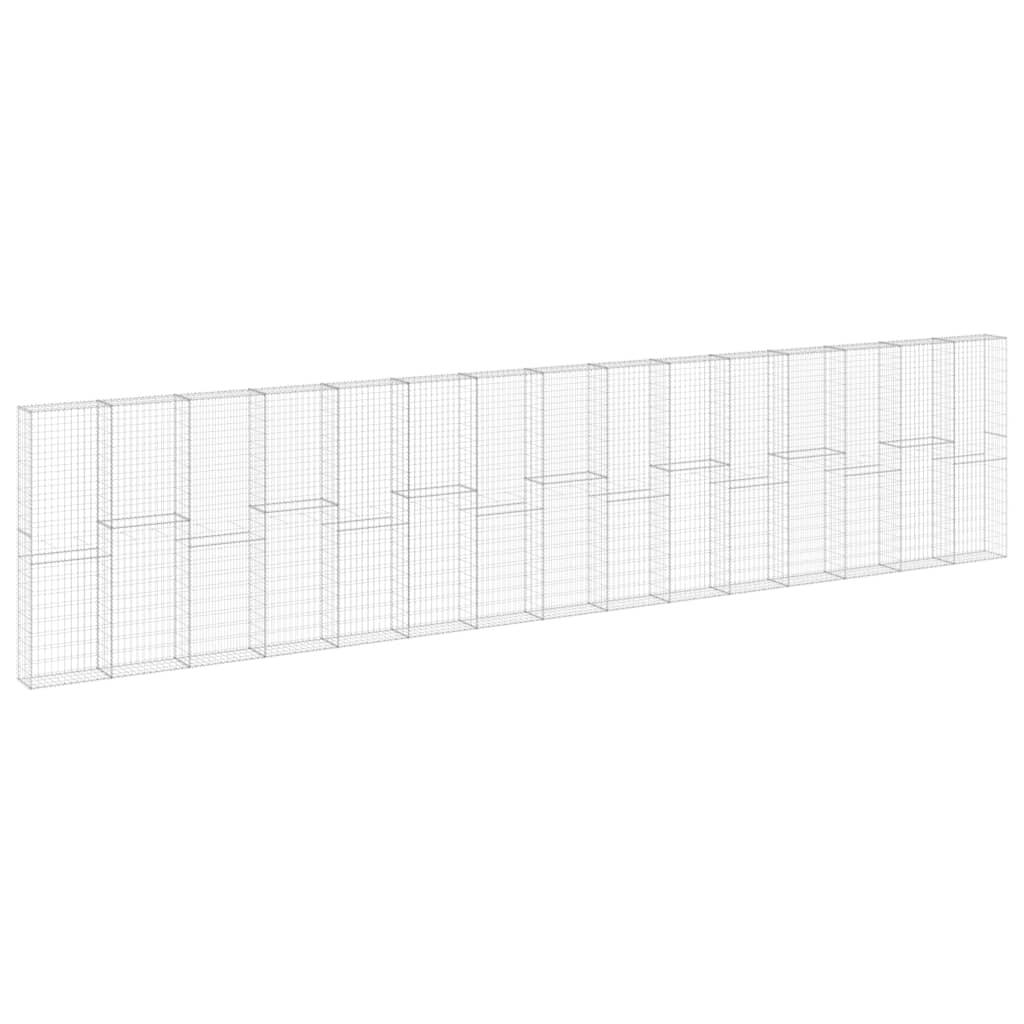 vidaXL Murek gabionowy z pokrywami, galwanizowana stal, 900x30x200 cm