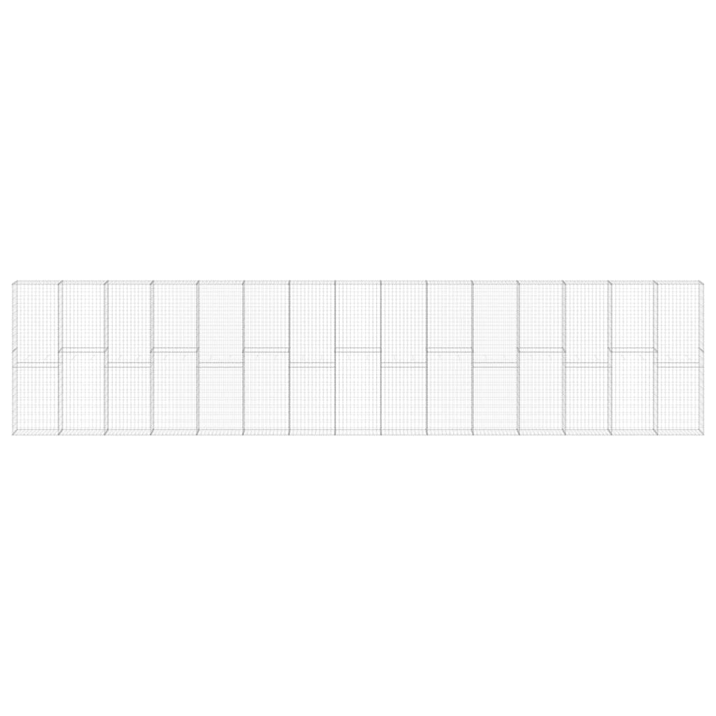 vidaXL Murek gabionowy z pokrywami, galwanizowana stal, 900x30x200 cm