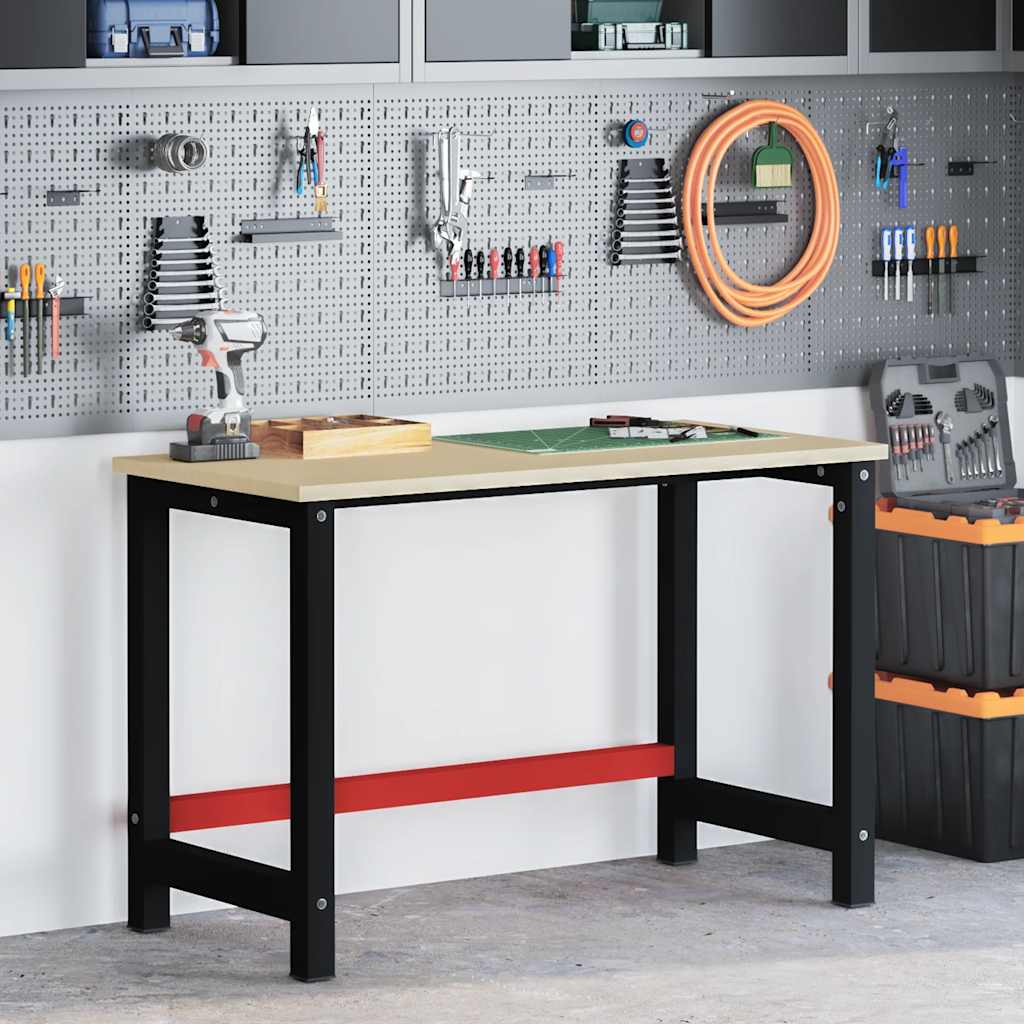 vidaXL Metalowa rama pod blat roboczy, 120x57x79 cm, czarno-czerwona
