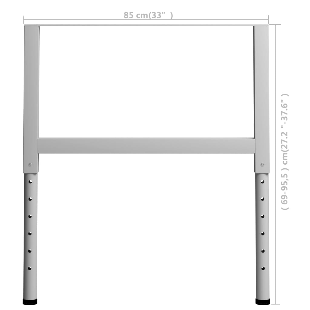 vidaXL Regulowane ramy stołu roboczego, 2 szt., metal, 85x(69-95,5) cm