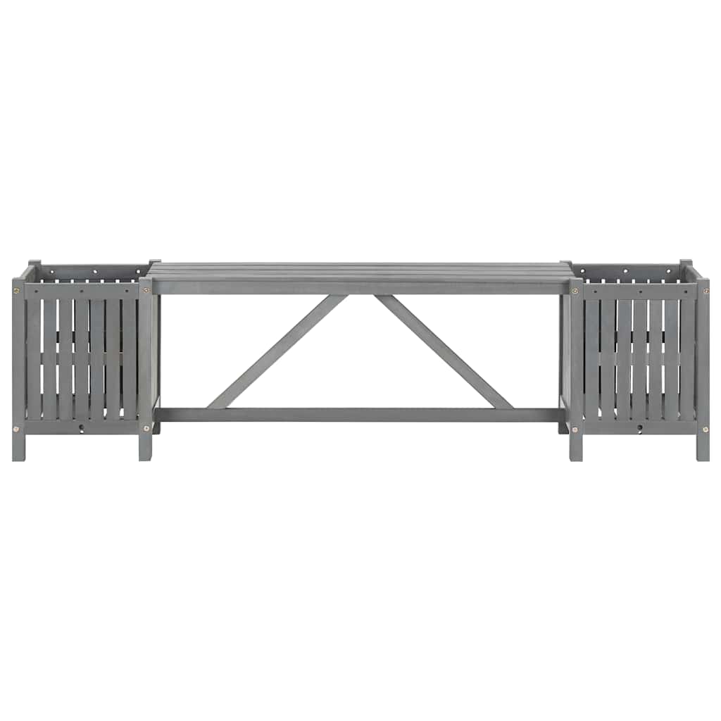 vidaXL Ławka ogrodowa z 2 donicami 150 cm, lite drewno akacjowe, szara