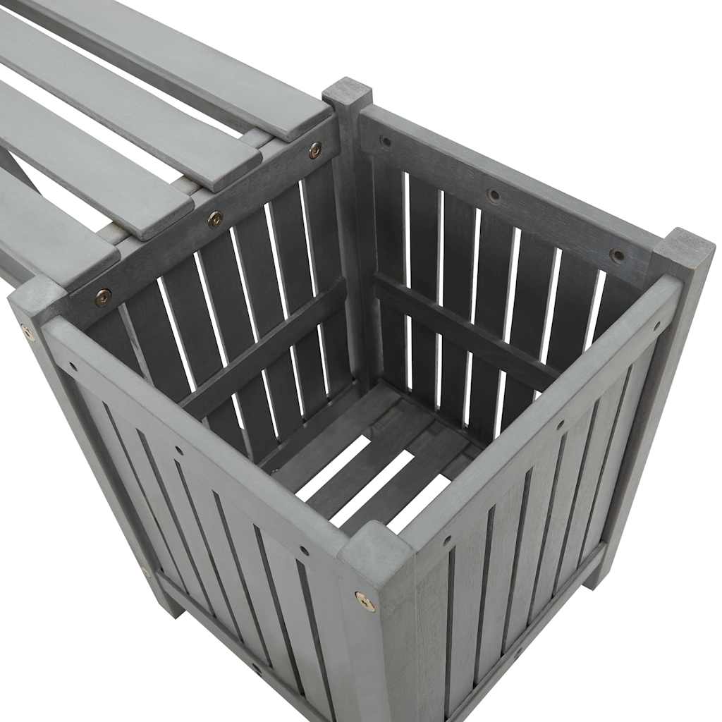 vidaXL Ławka ogrodowa z 2 donicami 150 cm, lite drewno akacjowe, szara