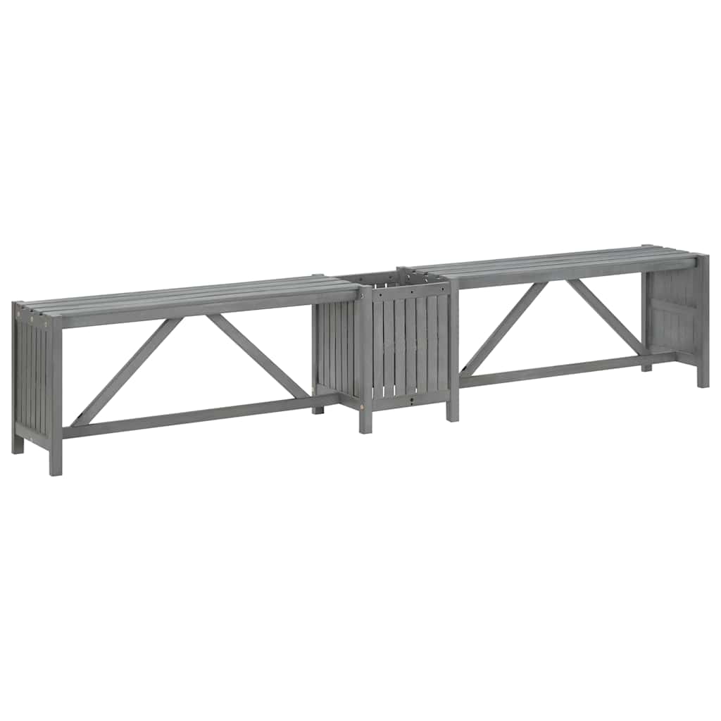 vidaXL Ogrodowa ławka narożna z donicą, 117 cm, drewno akacjowe, szara