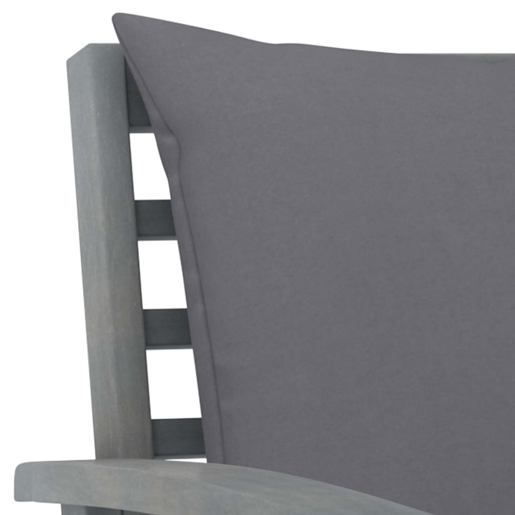 vidaXL Krzesła ogrodowe, 2 szt., ciemnoszare poduszki, drewno akacjowe