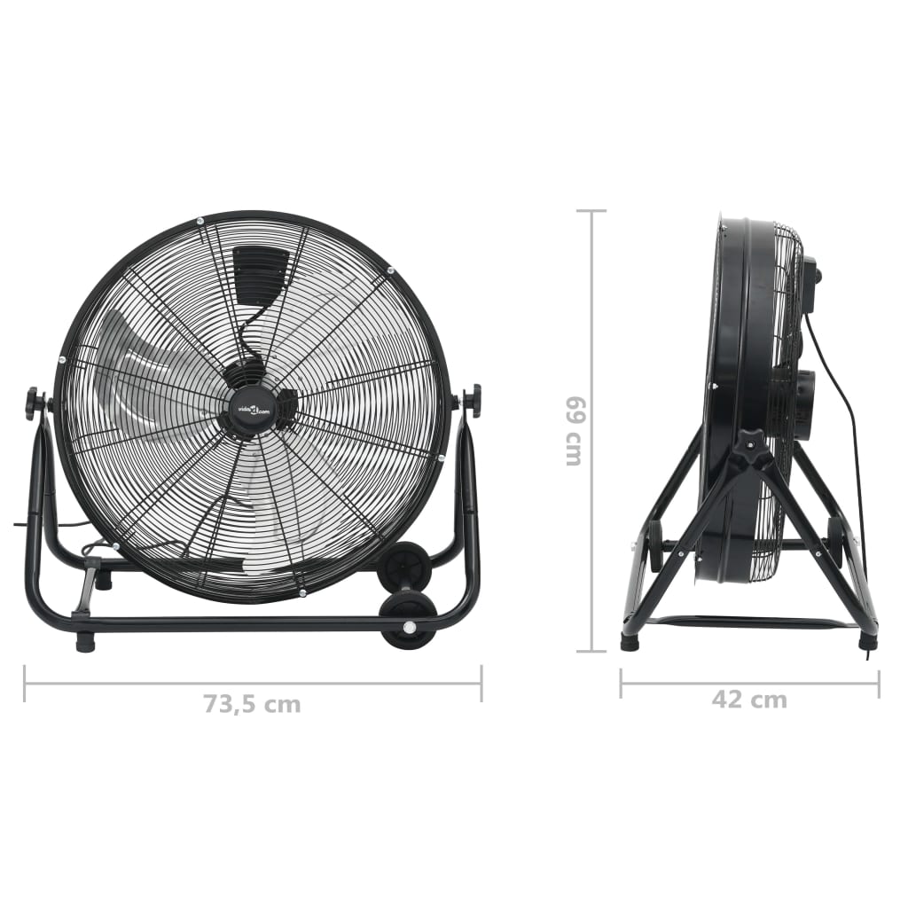 vidaXL Przemysłowy wentylator bębnowy, 60 cm, 172,5 W, czarny